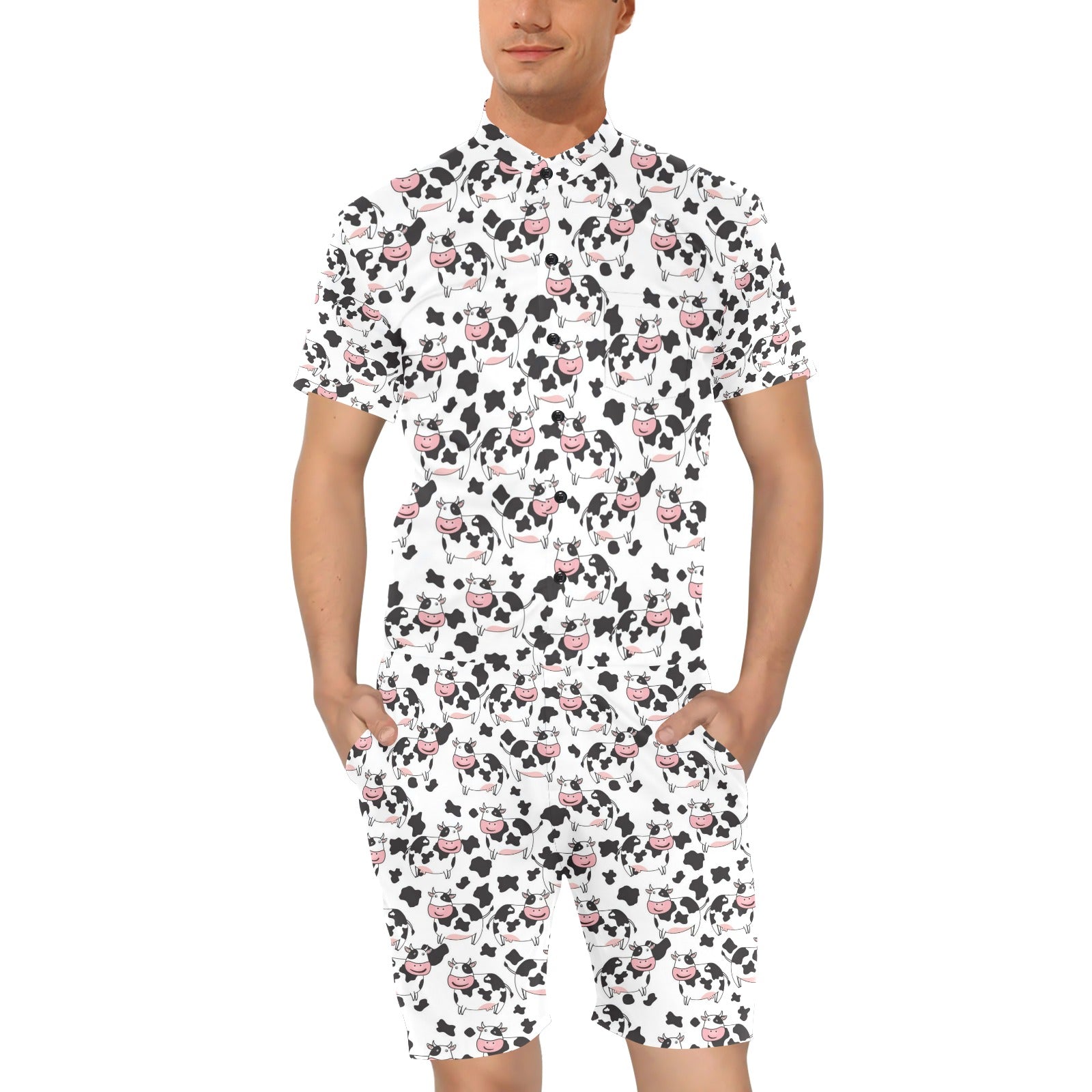 Cow Pattern Print Design 02 Men's Romper