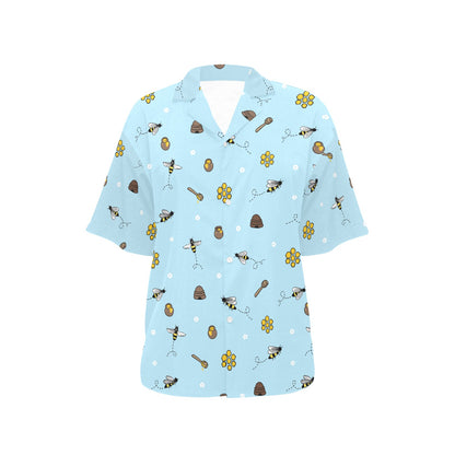 Honey Bee Print Design LKS307 Women's Hawaiian Shirt