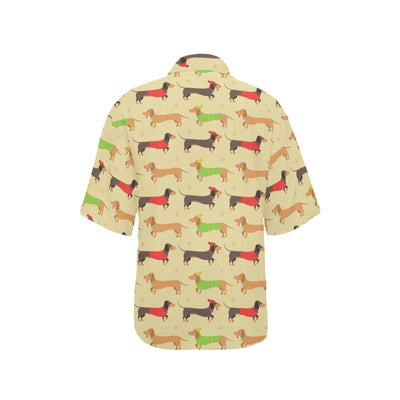 Dachshund Pattern Print Design 06 Women's Hawaiian Shirt