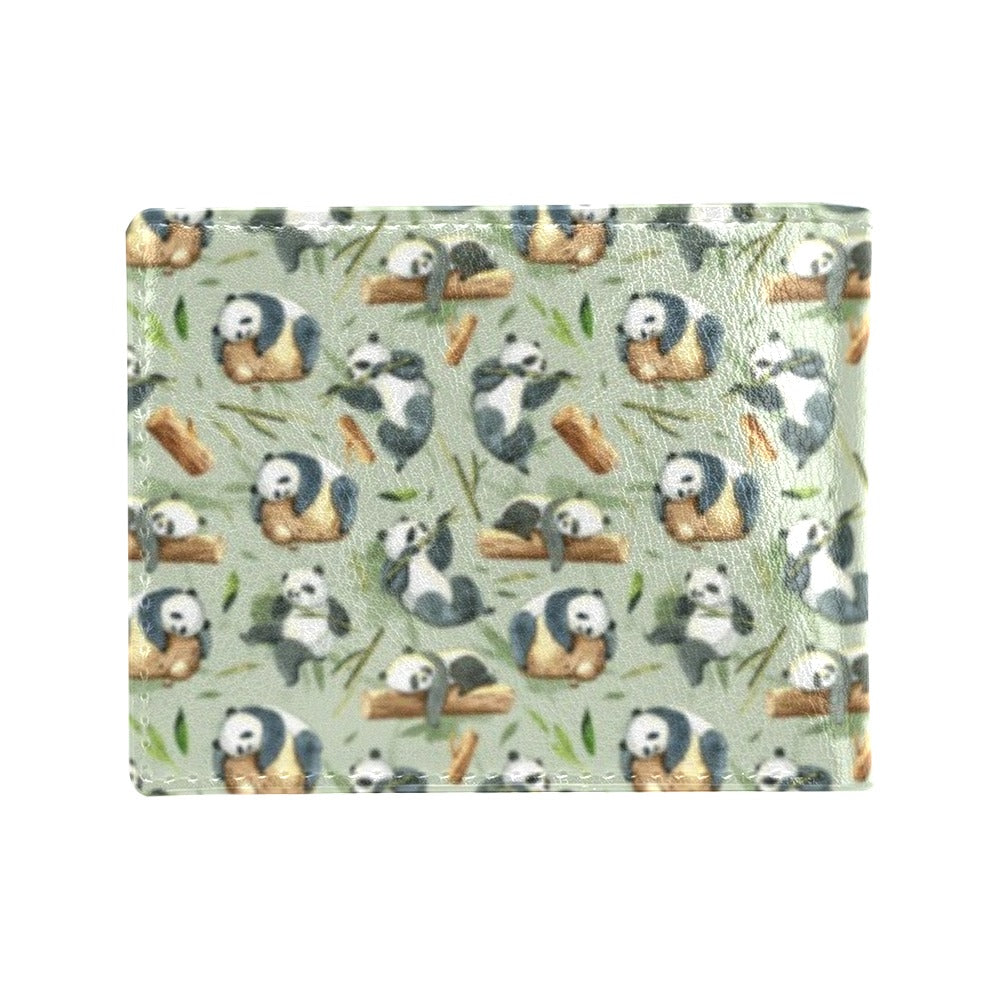 Panda Bear Design Bamboo Print Men's ID Card Wallet