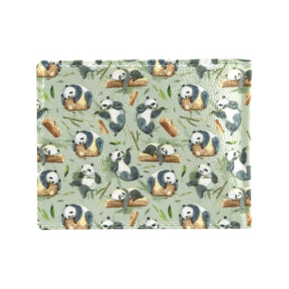 Panda Bear Design Bamboo Print Men's ID Card Wallet