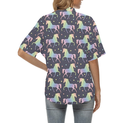 Rainbow Pattern Print Design A05 Women's Hawaiian Shirt