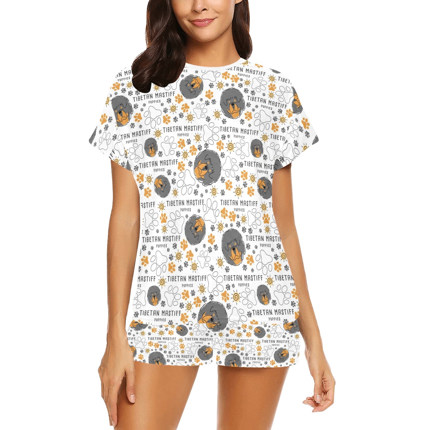 Tibetan Mastiffs Print Design LKS302 Women's Short Pajama Set