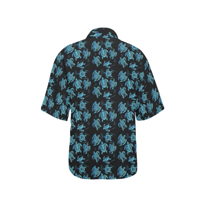 Tribal Turtle Polynesian Themed Design Women's Hawaiian Shirt