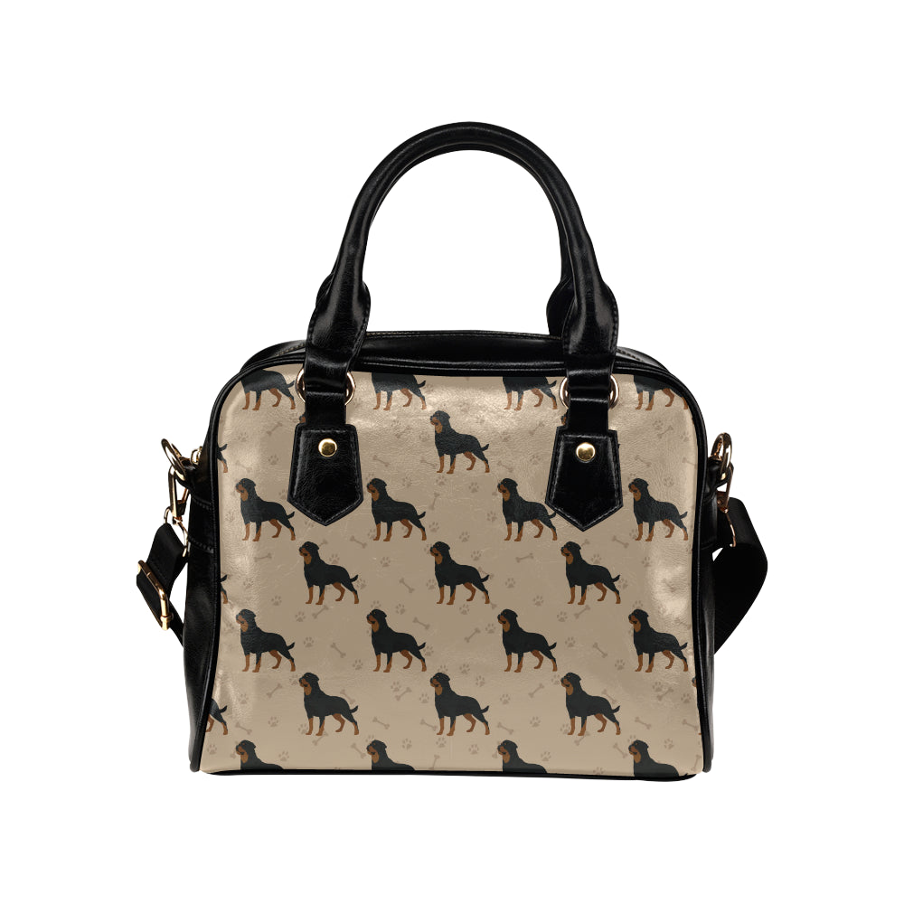 Rottweiler Pattern Print Design A01 Shoulder Handbag