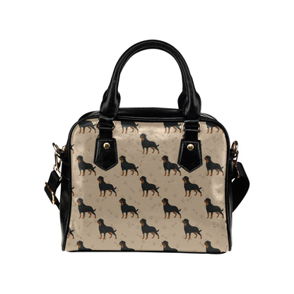 Rottweiler Pattern Print Design A01 Shoulder Handbag
