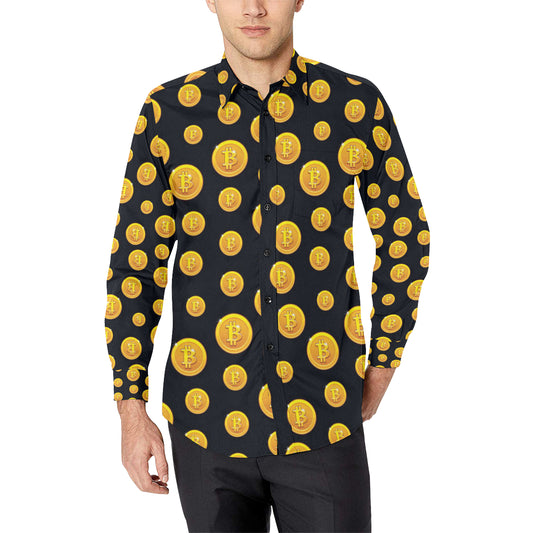 Bitcoin Pattern Print Design DO04 Men's Long Sleeve Shirt