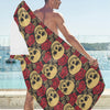 Skull And Roses Print Design LKS302 Beach Towel 32" x 71"