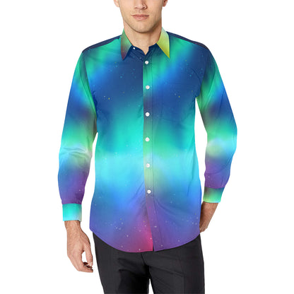 Aurora Borealis Pattern Print Design 02 Men's Long Sleeve Shirt