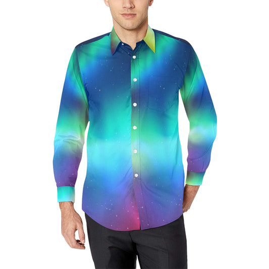 Aurora Borealis Pattern Print Design 02 Men's Long Sleeve Shirt
