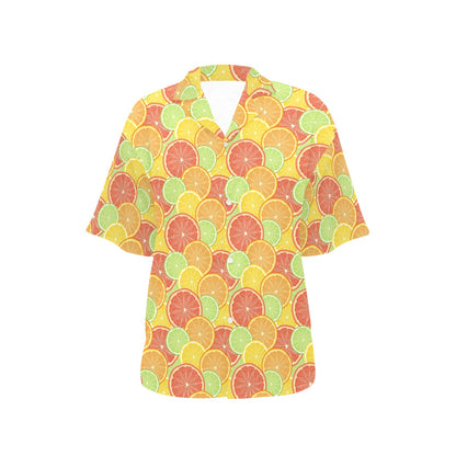 Grapefruit Pattern Print Design GF01 Women's Hawaiian Shirt
