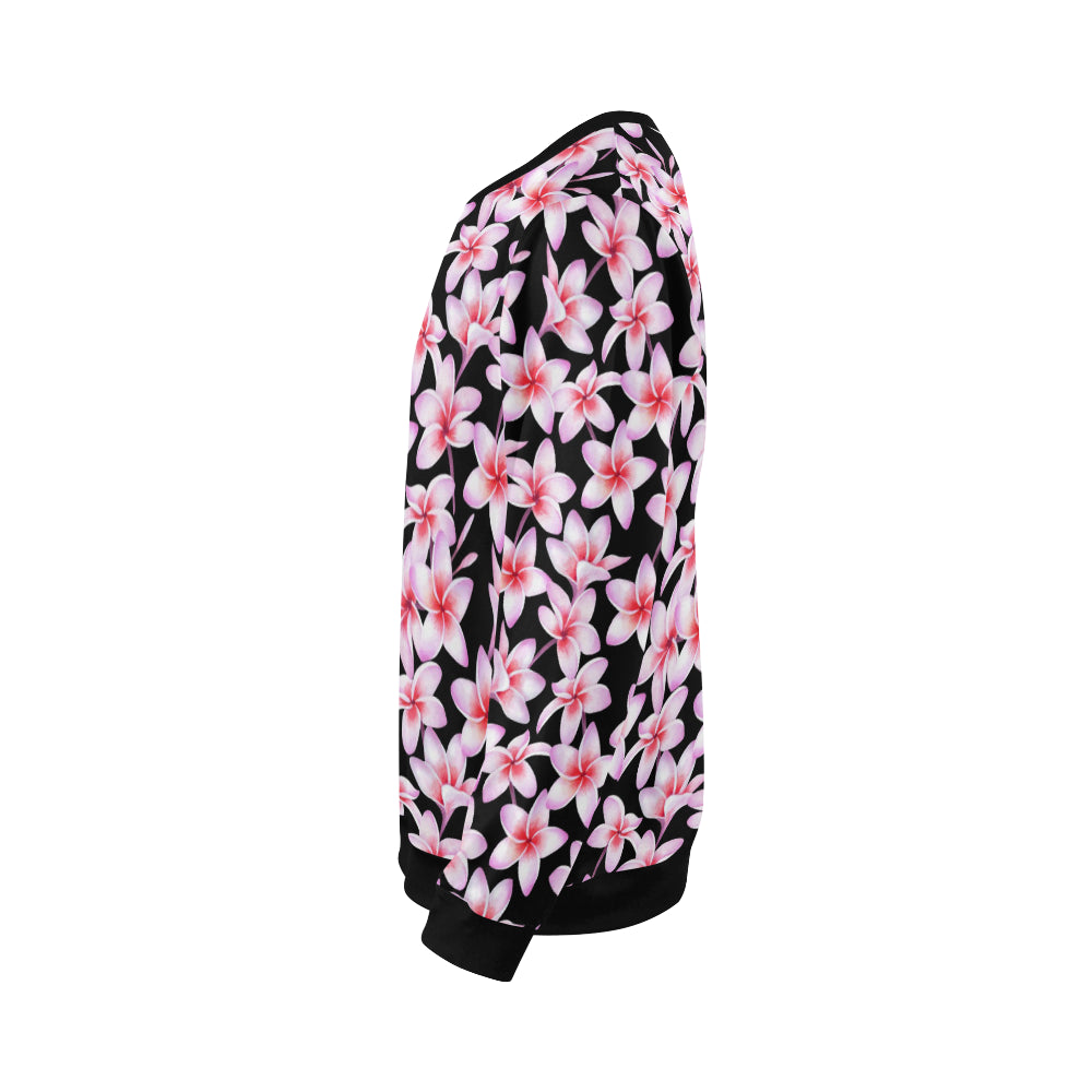 Pink Plumeria Pattern Print Design PM09 Men Long Sleeve Sweatshirt