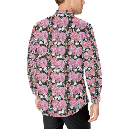 Dahlia Pattern Print Design 02 Men's Long Sleeve Shirt