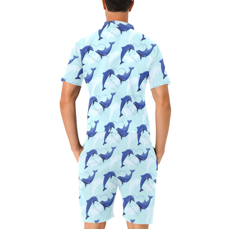 Dolphin Heart Pattern Men's Romper