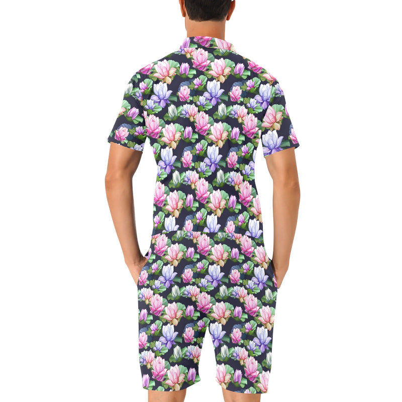 Lotus Flower Print Design Men's Romper