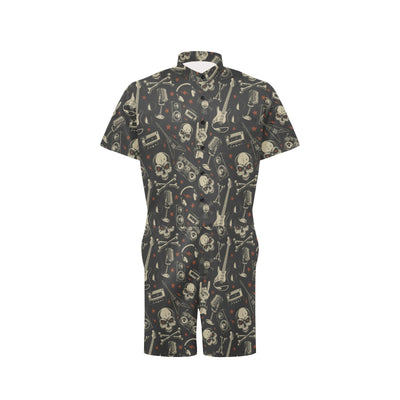 Rock and Roll Skull Pattern Print Design A03 Men's Romper