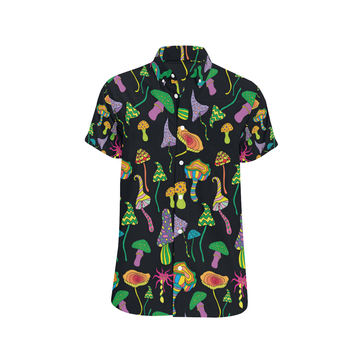 Psychedelic Mushroom Pattern Print Design A02 Men's Short Sleeve Button Up Shirt