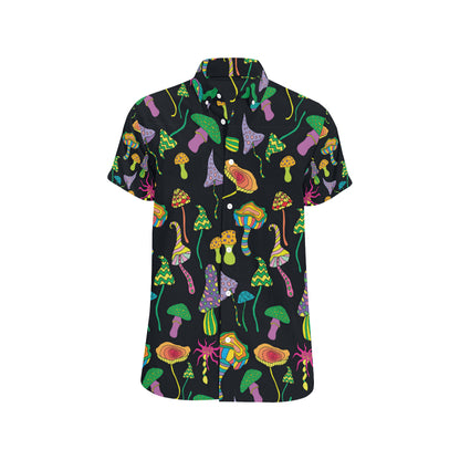 Psychedelic Mushroom Pattern Print Design A02 Men's Short Sleeve Button Up Shirt