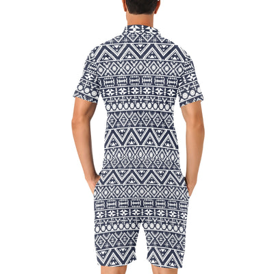 Blue White Tribal Aztec Men's Romper