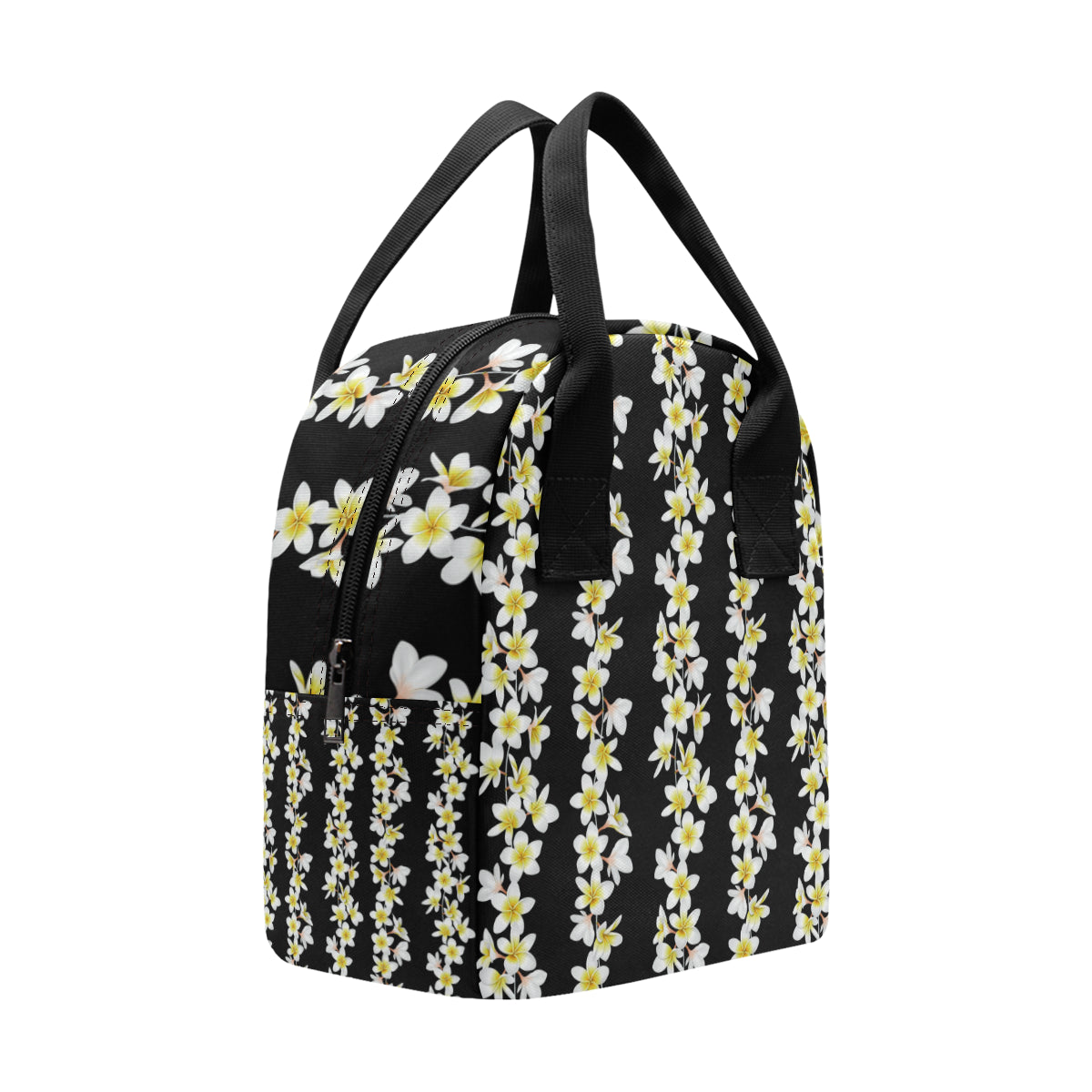 White Plumeria Pattern Print Design PM08 Insulated Lunch Bag
