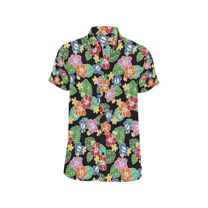 Hawaiian Themed Pattern Print Design H010 Men's Short Sleeve Button Up Shirt