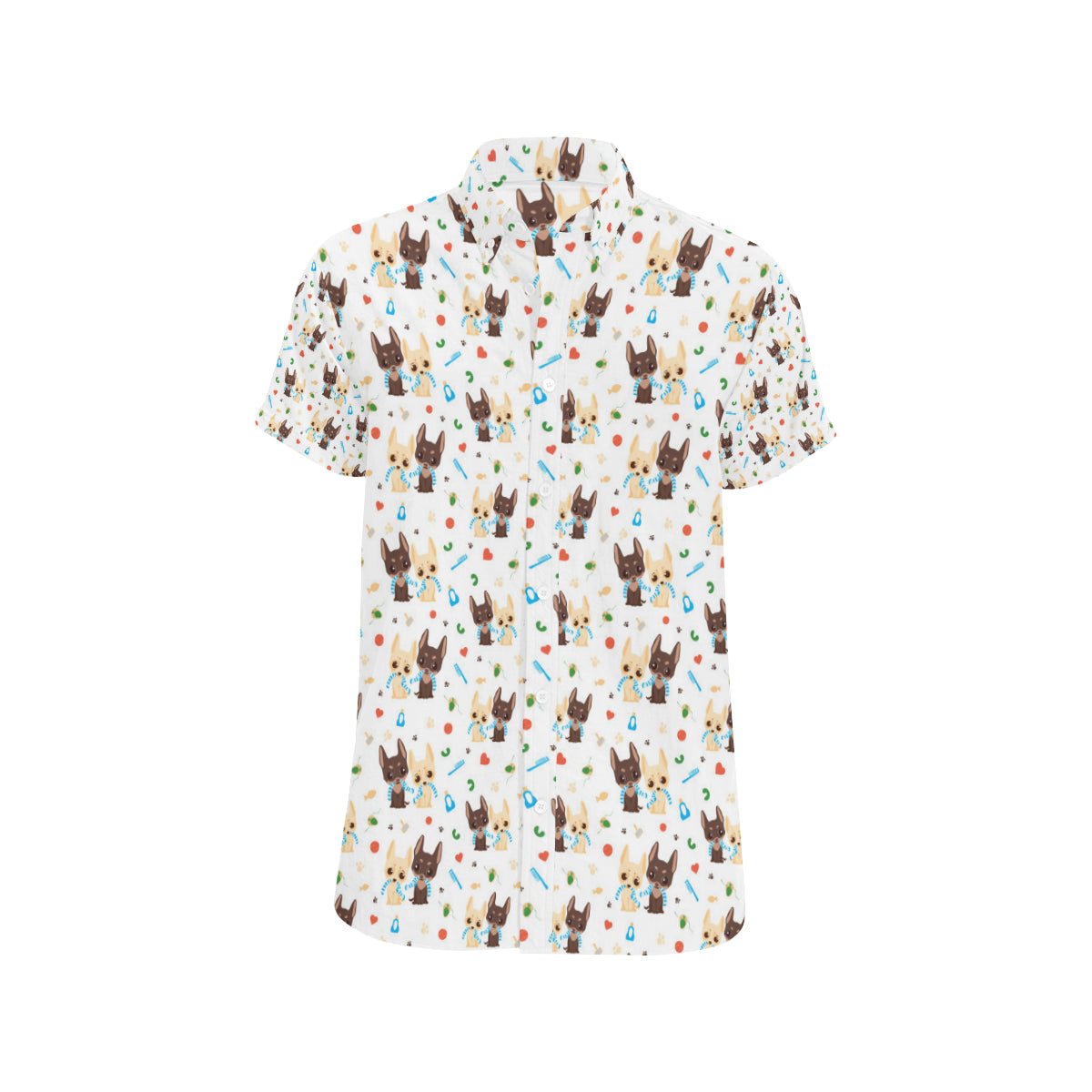 Chihuahua Pattern Print Design 06 Men's Short Sleeve Button Up Shirt