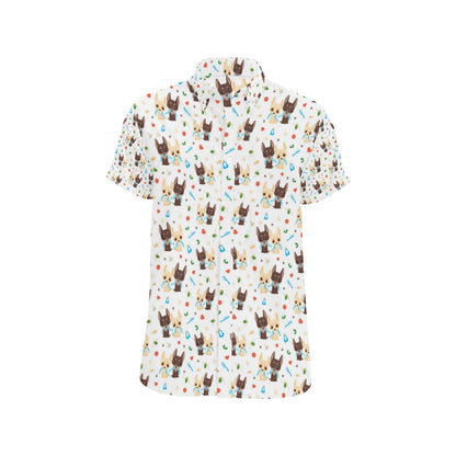 Chihuahua Pattern Print Design 06 Men's Short Sleeve Button Up Shirt