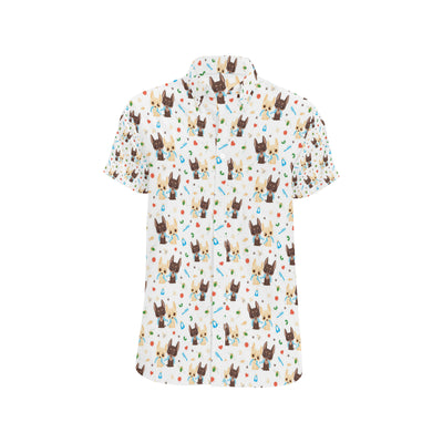 Chihuahua Pattern Print Design 06 Men's Short Sleeve Button Up Shirt