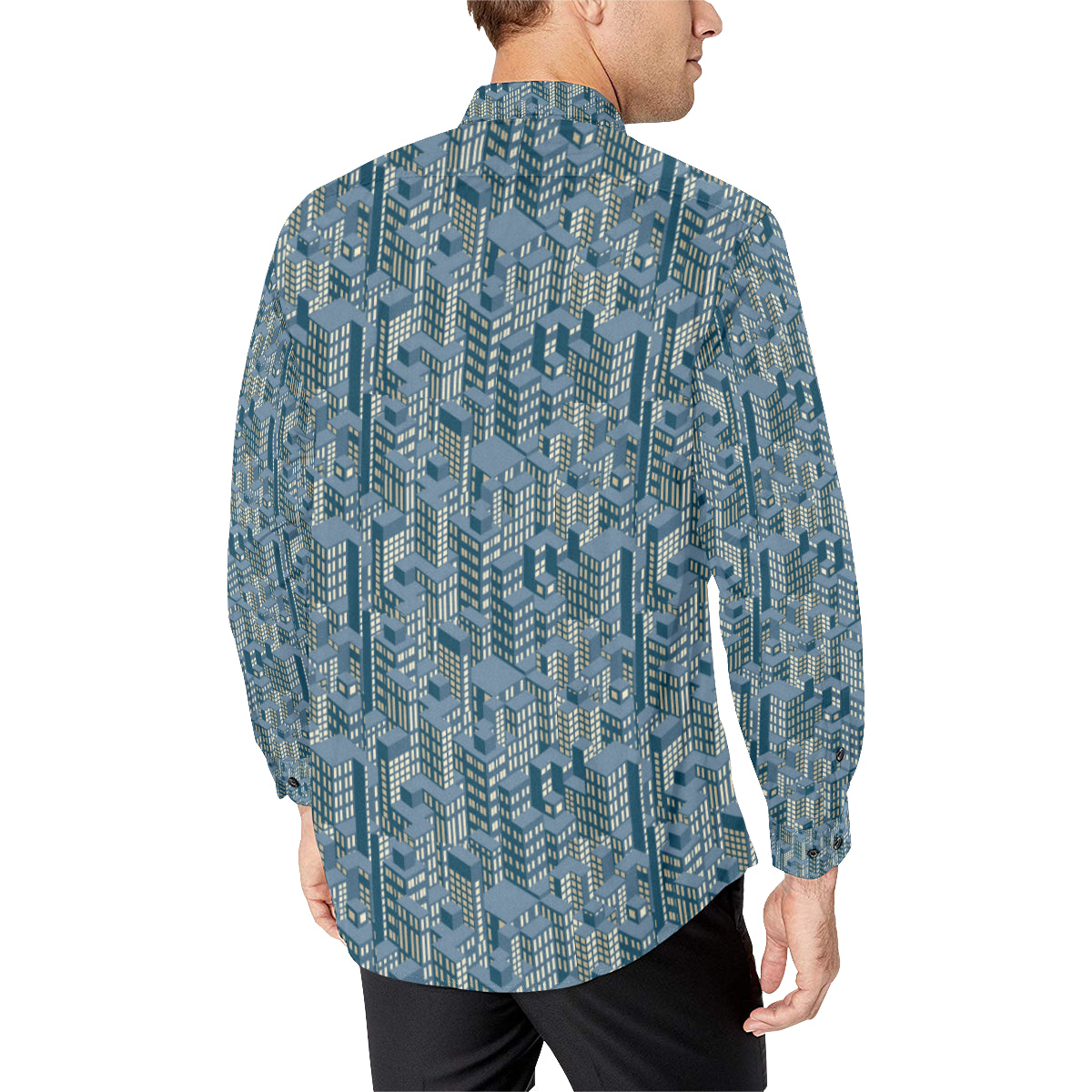 City  Pattern Print Design 01 Men's Long Sleeve Shirt
