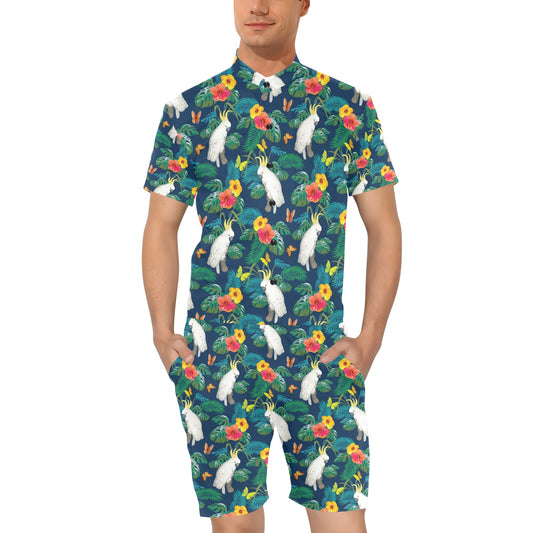 Cockatoo Tropical Pattern Print Design 02 Men's Romper