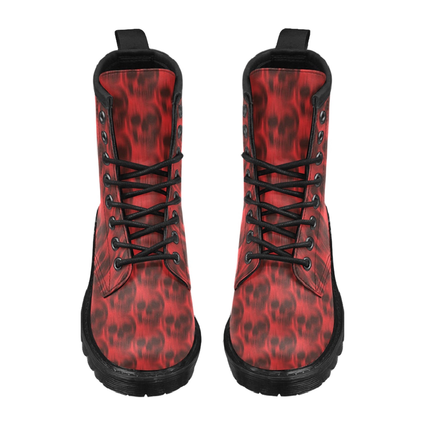 Skull Red Print Design LKS306 Women's Boots