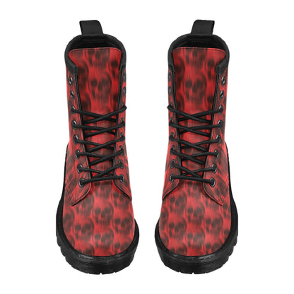 Skull Red Print Design LKS306 Women's Boots