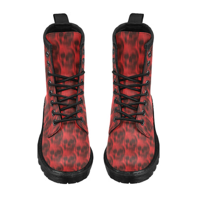 Skull Red Print Design LKS306 Women's Boots