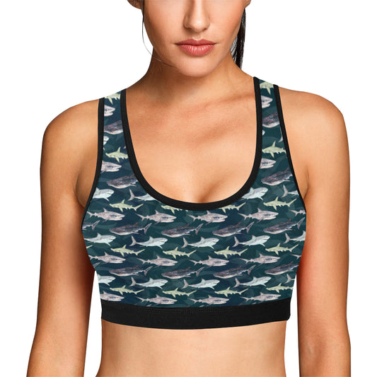Shark Pattern Print Sports Bra