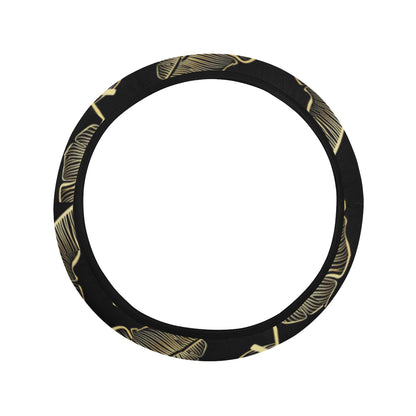 Banana Leaf Pattern Print Design BL07 Steering Wheel Cover with Elastic Edge
