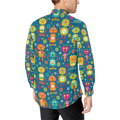 Robot Pattern Print Design A04 Men's Long Sleeve Shirt