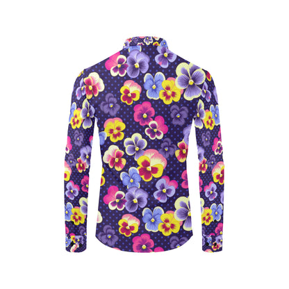 Pansy Pattern Print Design PS04 Men's Long Sleeve Shirt