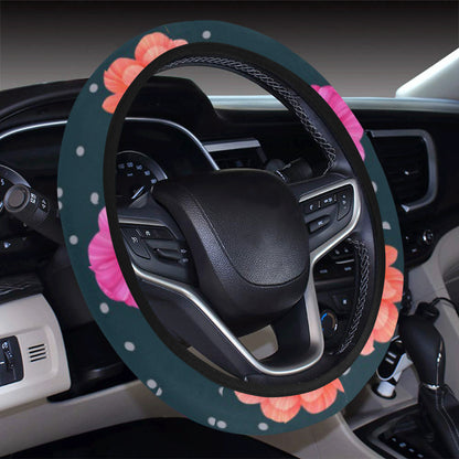 Anemone Pattern Print Design AM08 Steering Wheel Cover with Elastic Edge