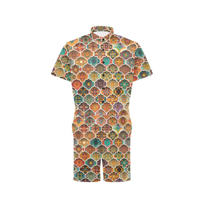 Mandala Mosaic Themed Design Print Men's Romper