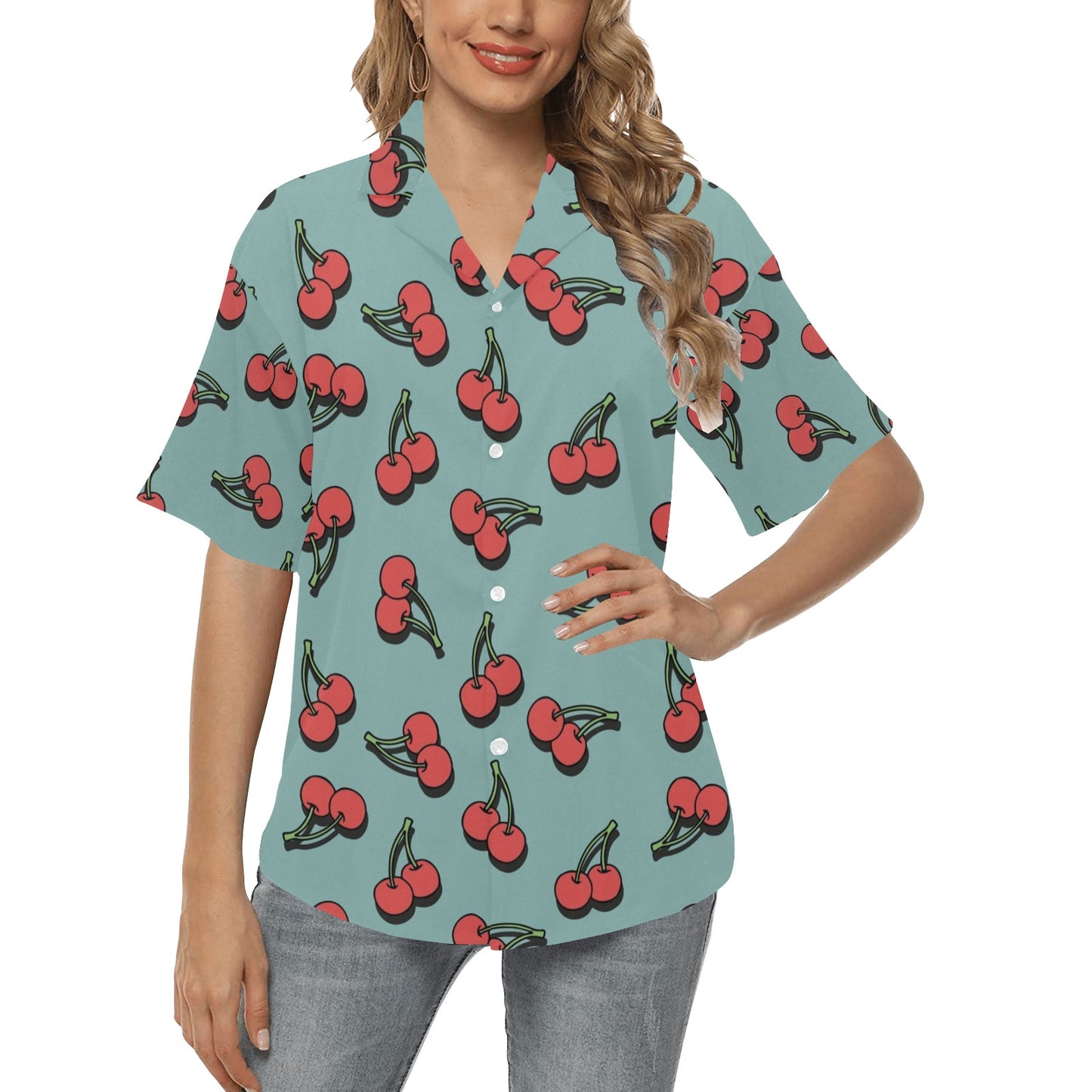 Cherry Pattern Print Design CH03 Women's Hawaiian Shirt