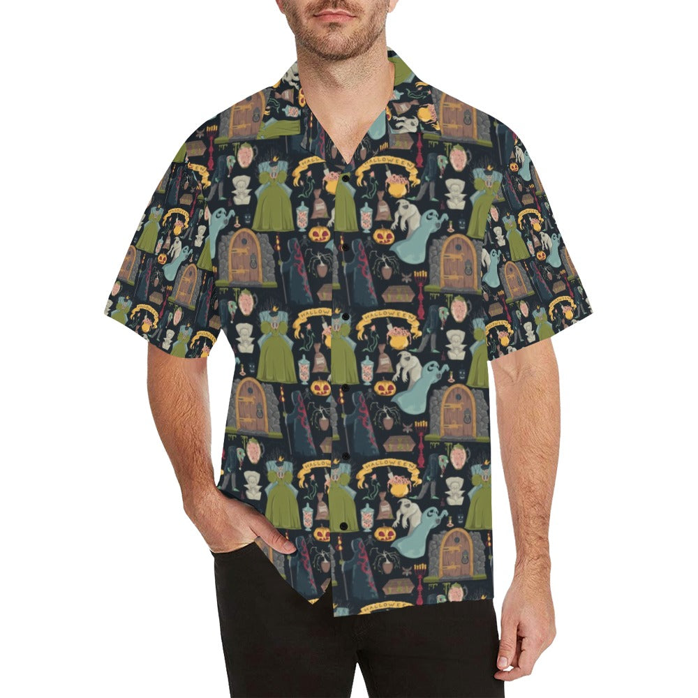 Creepy Halloween Print Design LKS304 Men's Hawaiian Shirt