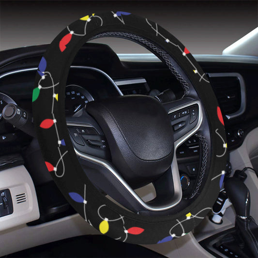 Christmas Light Pattern Print Design 04 Steering Wheel Cover with Elastic Edge