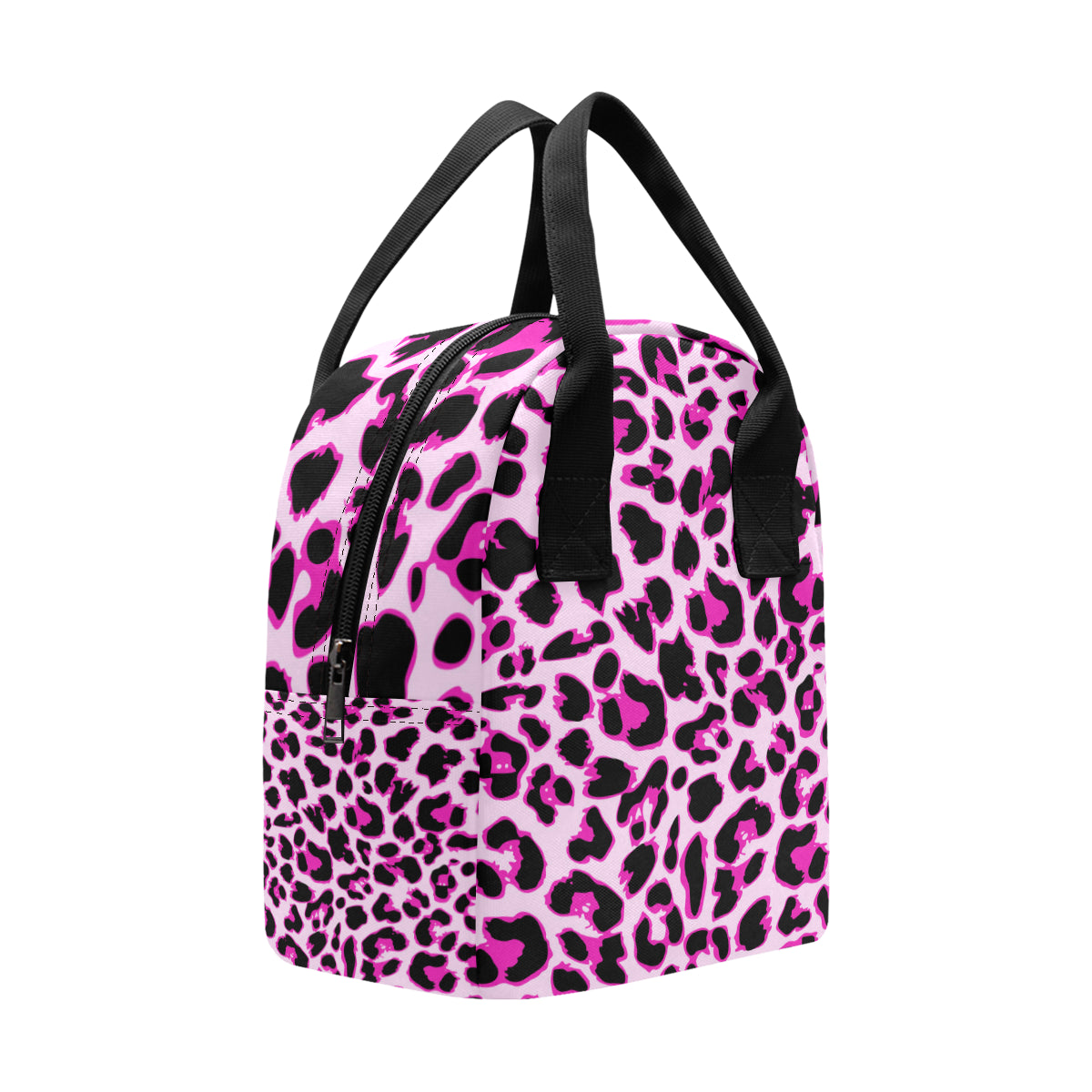 Pink Leopard Print Insulated Lunch Bag