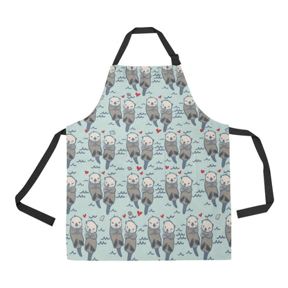 Sea Otter Pattern Print Design 03 Apron with Pocket