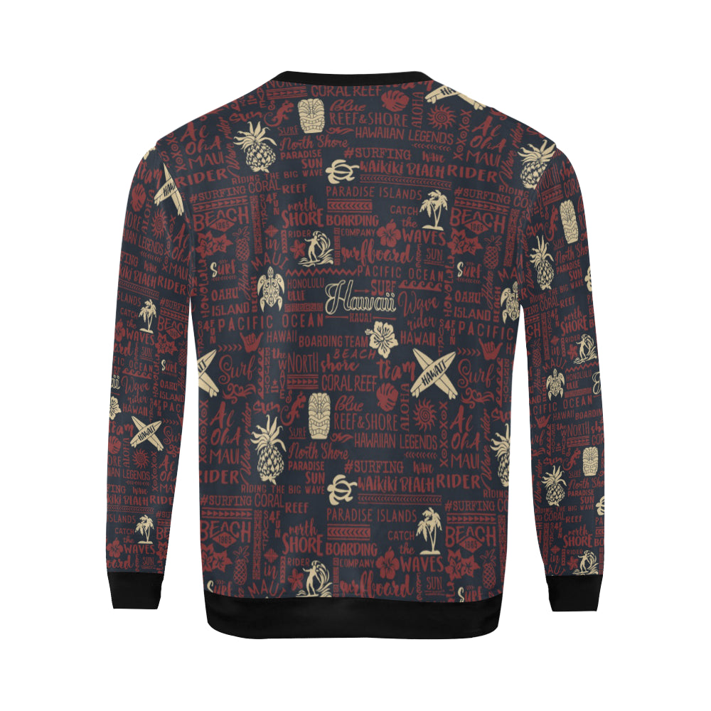 Hawaiian Themed Pattern Print Design H017 Men Long Sleeve Sweatshirt