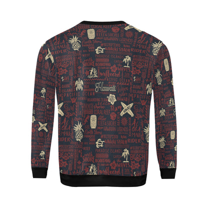 Hawaiian Themed Pattern Print Design H017 Men Long Sleeve Sweatshirt