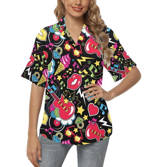 Pop Art Pattern Print Design A04 Women's Hawaiian Shirt