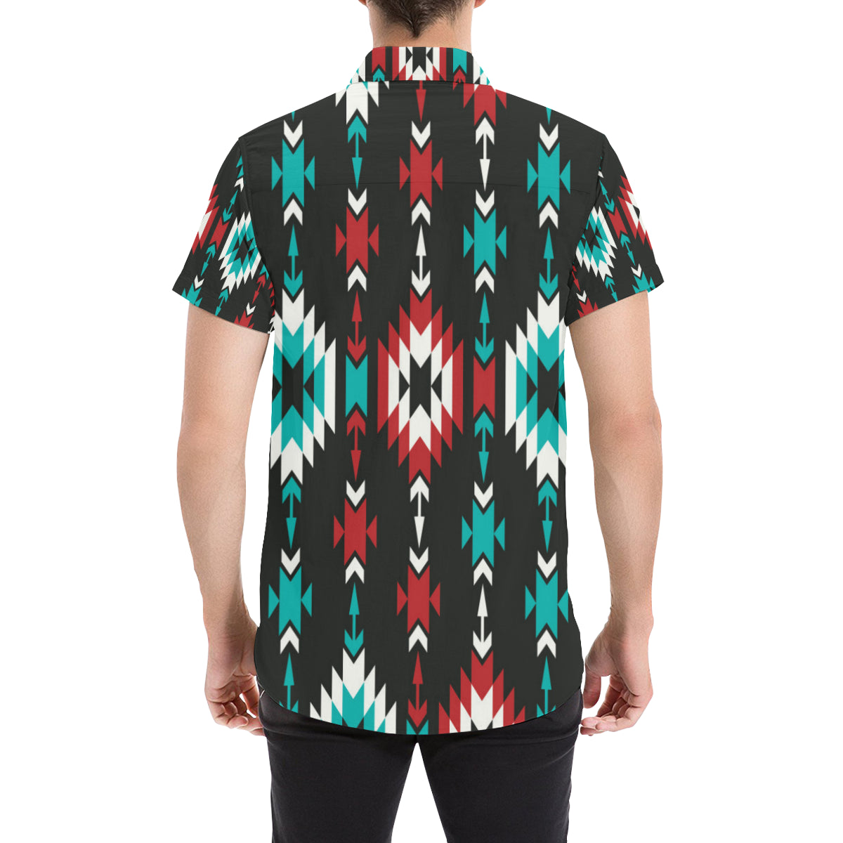 Native Pattern Print Design A08 Men's Short Sleeve Button Up Shirt