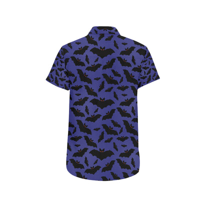 Bat Halloween Pattern Print Design 02 Men's Short Sleeve Button Up Shirt