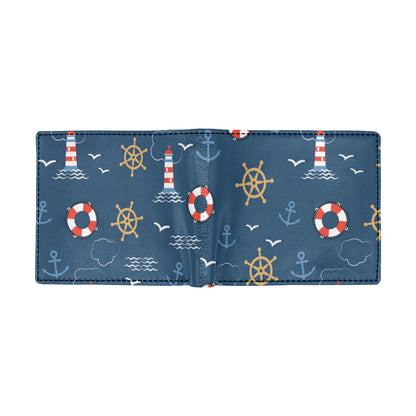 Nautical Pattern Print Design A06 Men's ID Card Wallet